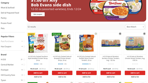 H-E-B '$1 Off' Bob Evans Search Results